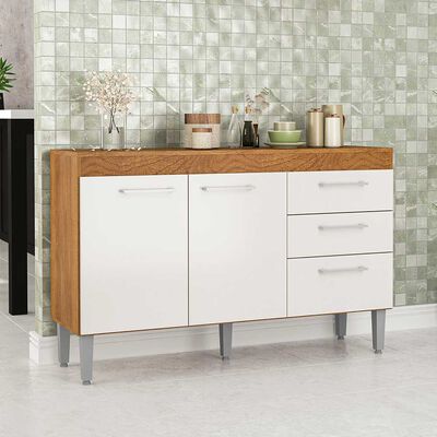Mueble de Cocina Base Vekkahome Opie 2 Cajones 3 Puertas Blanco