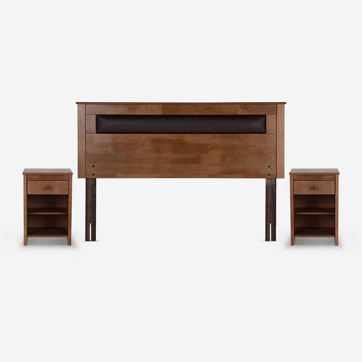Cama Europea Rosen 2 Plazas Indie + Respaldo + 2 Veladores Ferrera