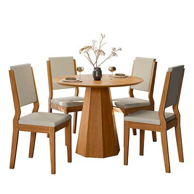 Juego de Comedor VekkaHome Isa 4 Sillas Gris