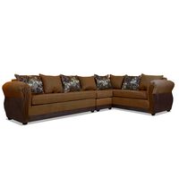 Sofá Seccional Modular Elegant Detail Girona 7 Cuerpos Tela/PU Café