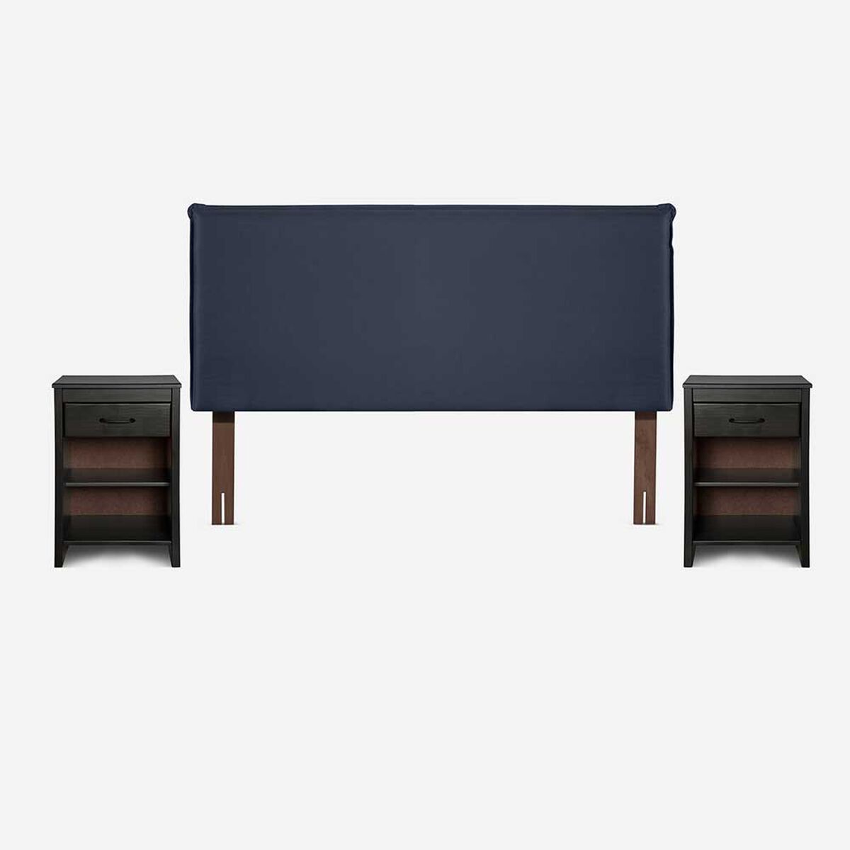 Cama Europea Rosen Base Dividida 2 Plazas Indie + Respaldo + 2 Veladores Maurice