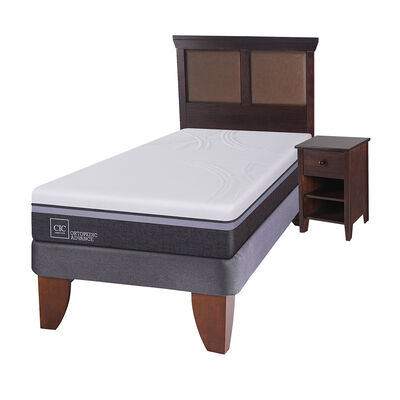 Imagen 2 del producto Cama Europea CIC 1,5 Plazas Ortopedic Advance + Respaldo + Velador New Torino Chocolate