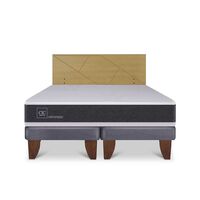 Cama Europea CIC Base Dividida 2 Plazas Ortopedic + Respaldo Villarrica Mostaza