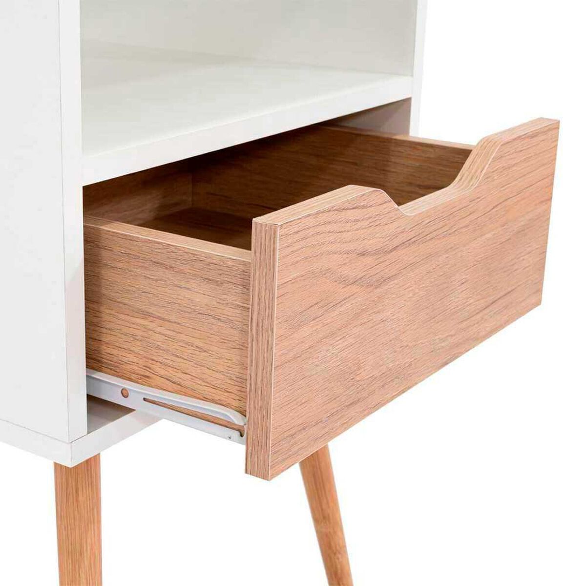 Velador TuHome Otom 1 Cajones Blanco y Rovere