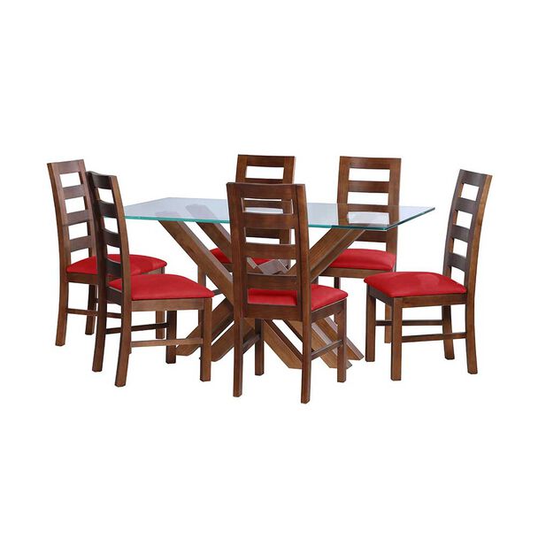 Juego de Comedor Latam Home Merida 6 Sillas Rojo