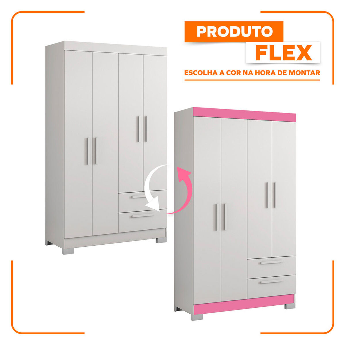 Closet Home Mobili Lucca 4 Puertas 2 Cajones Blanco