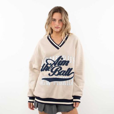 Polerón Oversized Con Estampado Mujer Icono
