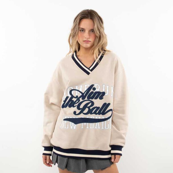Polerón Oversized Con Estampado Mujer Icono