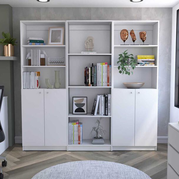 2 Estantes 2 Puertas + Estante 4 Repisas TuHome Home Blanco