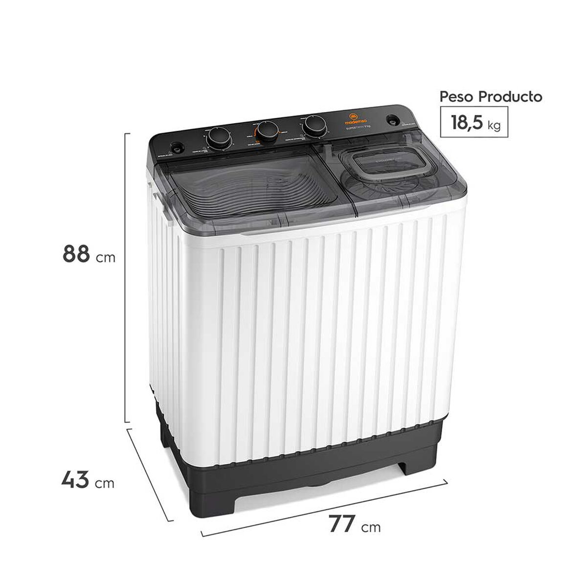 Lavadora Semi Autom&aacute;tica Mademsa MWMSAT9W 9 kg