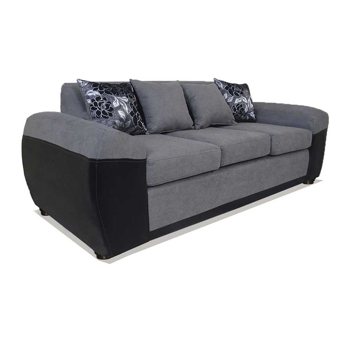 Sofá Elegant Detail Houston 3 Cuerpos Negro Gris