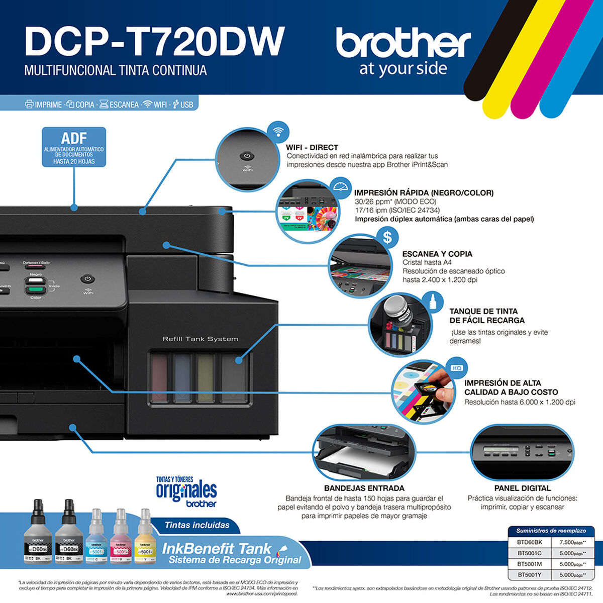 Multifuncional Brother Tinta Continua DCP-T720DW Wi-Fi Dúplex