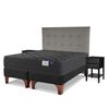 Cama Europea Flex Base Dividida Súper King Black + Respaldo Design Gris + 2 Veladores Rover