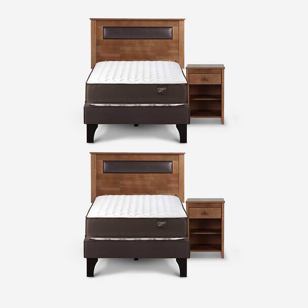 Camas Europeas Dúplex Rosen 1 Plaza Ergo T + Respaldo + Velador Ferrera