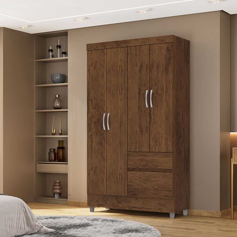 Closet Vekkahome Americano 4 Puertas 2 Cajones Café