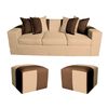 Sof&aacute; Muebles MYM Benjamin 3 Cuerpos + Dos Pouf 1 Cuerpo Beige Caf&eacute;
