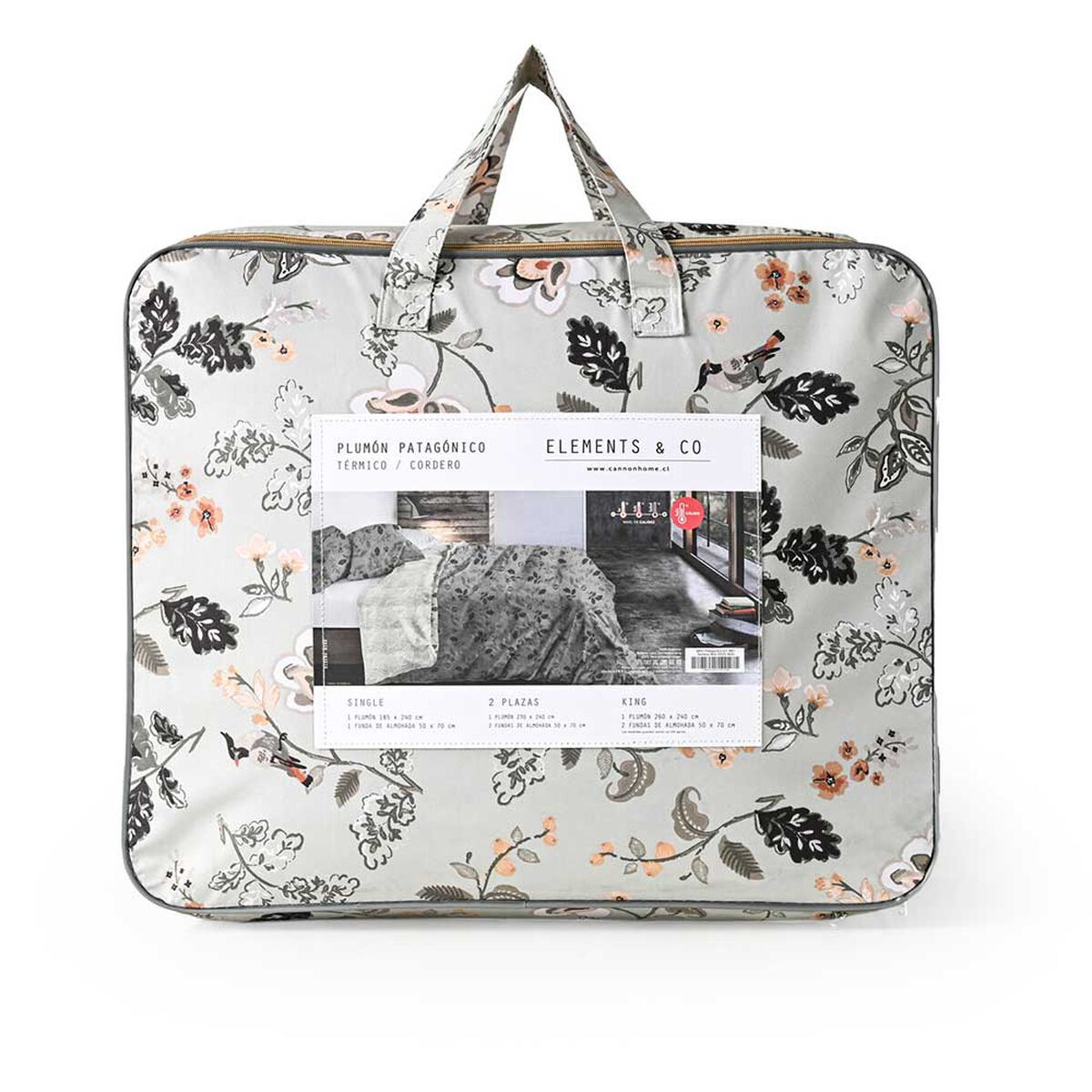 Plumón Elements & Co 1,5 Plazas Bird Gris