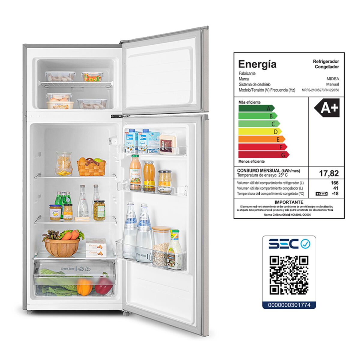 Refrigerador Frío Directo Midea MRFS-2100S273FN 207 lt
