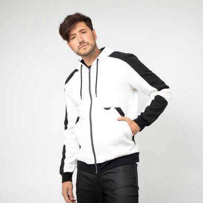 Polerón Slim Hombre Zibel Blanco, Negro