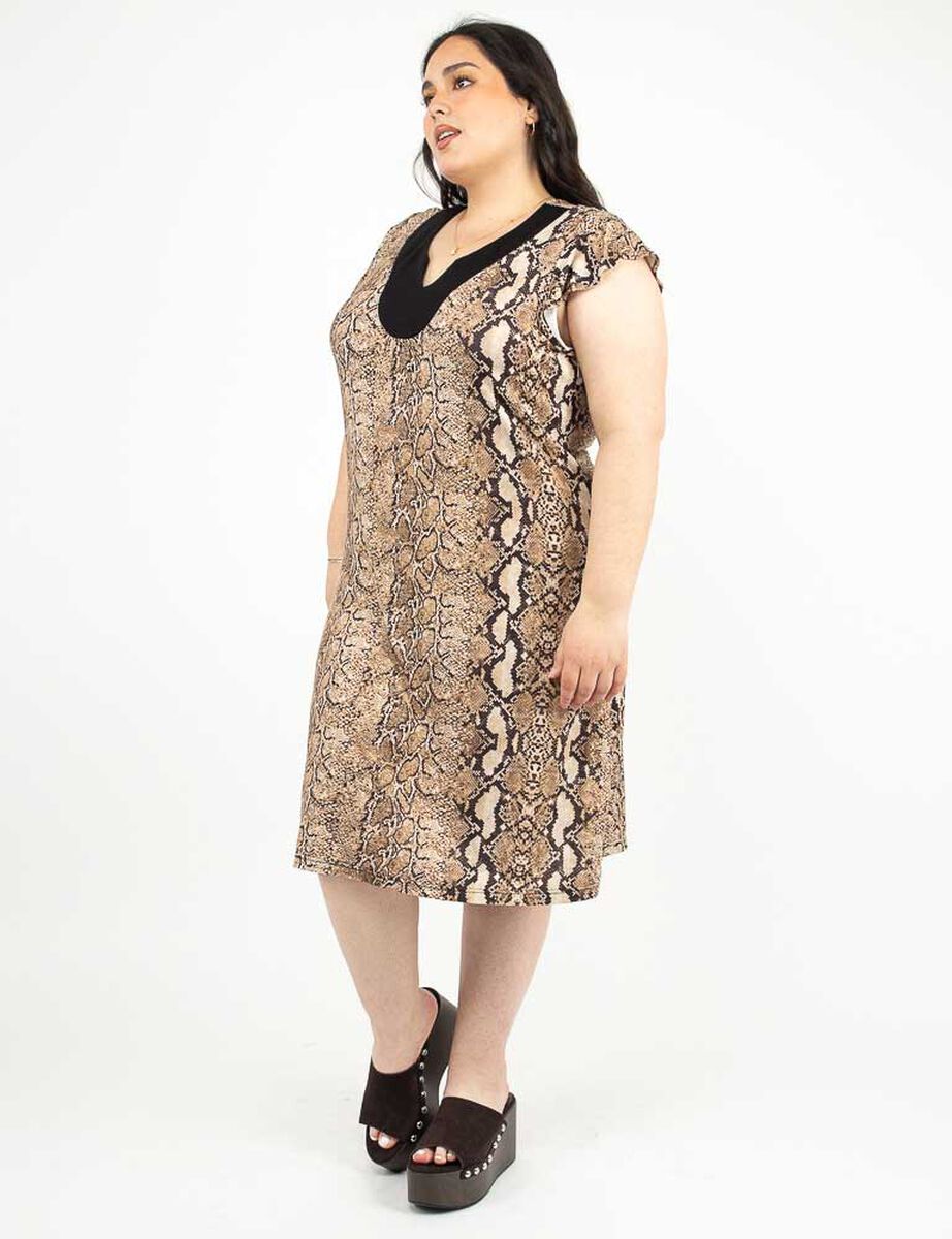 Vestido Midi Manga Corta Mujer Extralindas