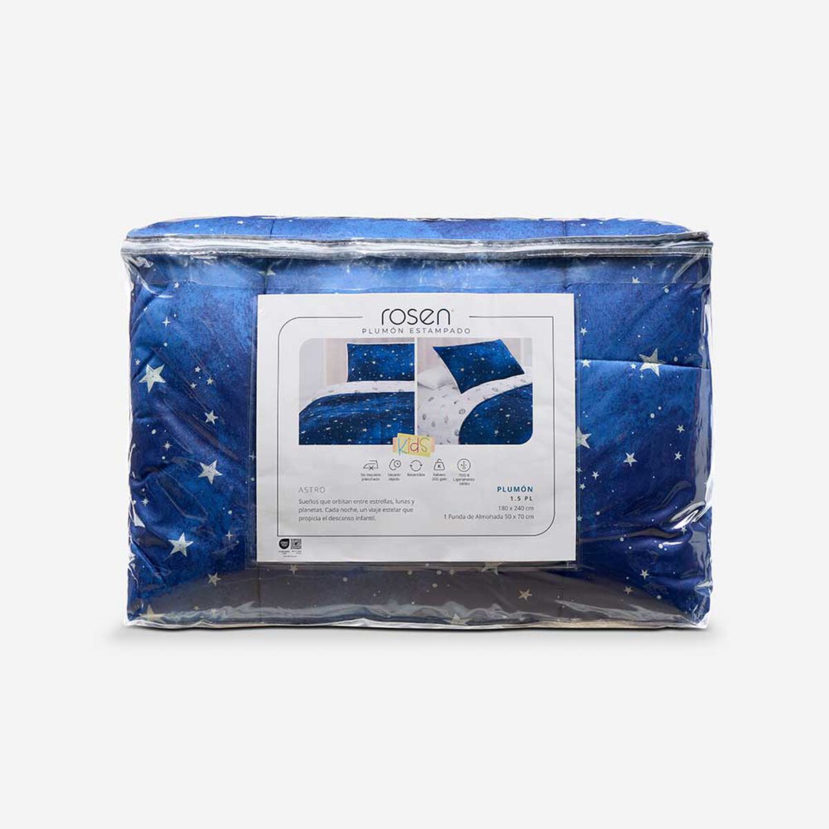 Plum&oacute;n Rosen 1,5 Plazas Kids Astro Azul/Dorado