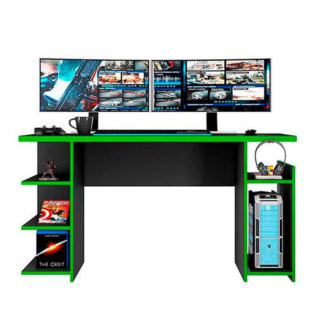 Escritorio Gamer Home Mobili Luigi Negro Verde