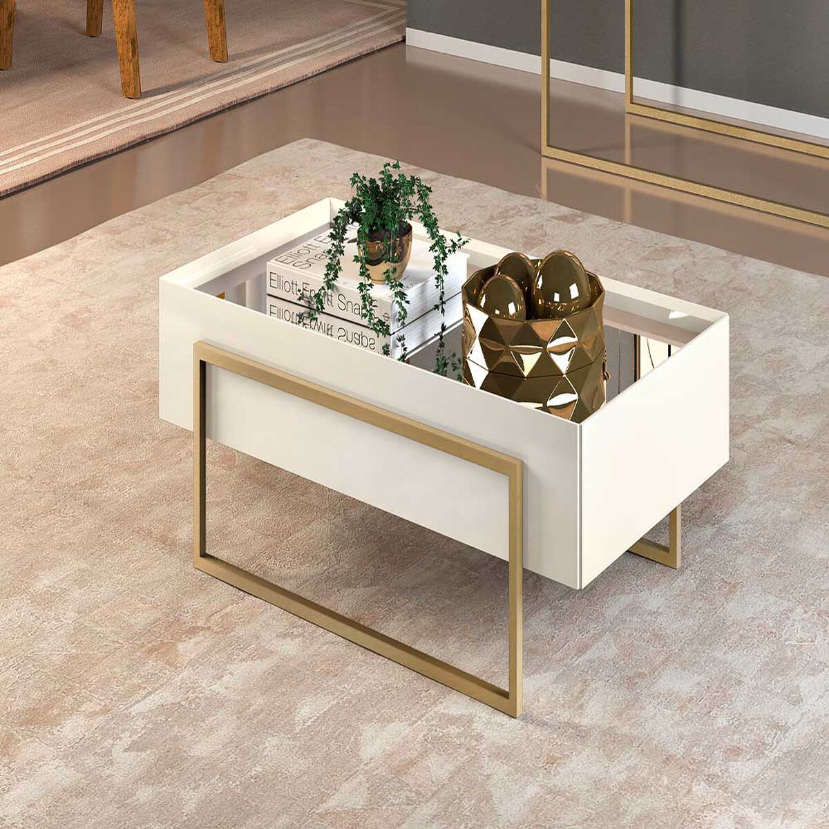 Mesa de Centro Vekkahome Karolann Blanco