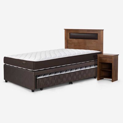 Cama Nido Rosen 1,5 Plazas Ergo T + Respaldo + Velador Ferrara