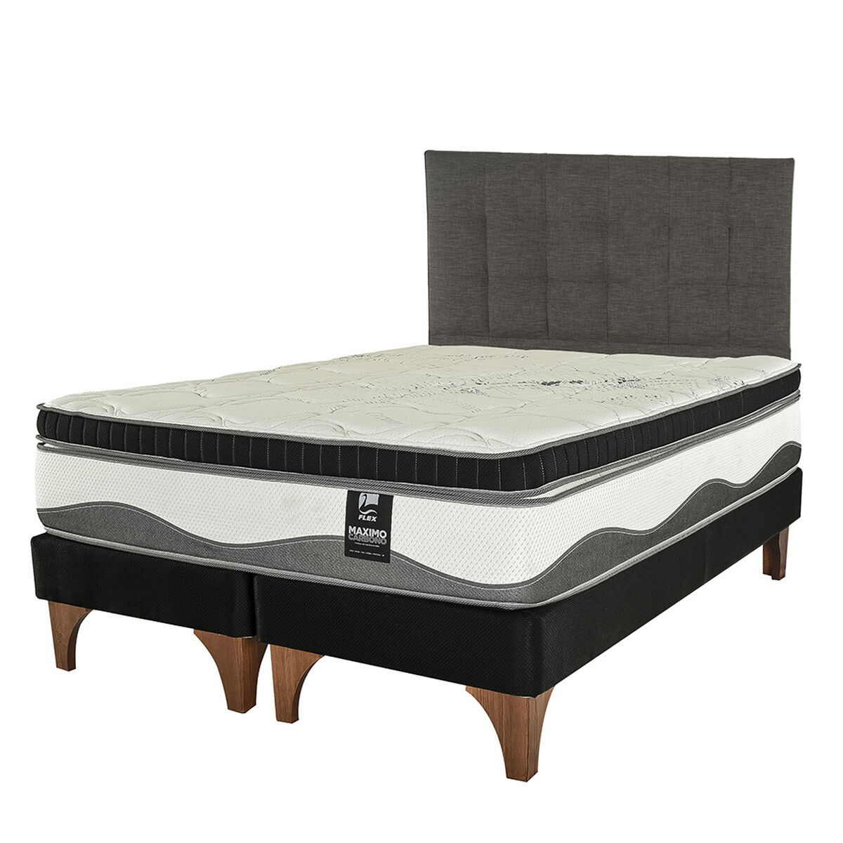 Cama Máximo Carbono Super King + Respaldo Design Grafito