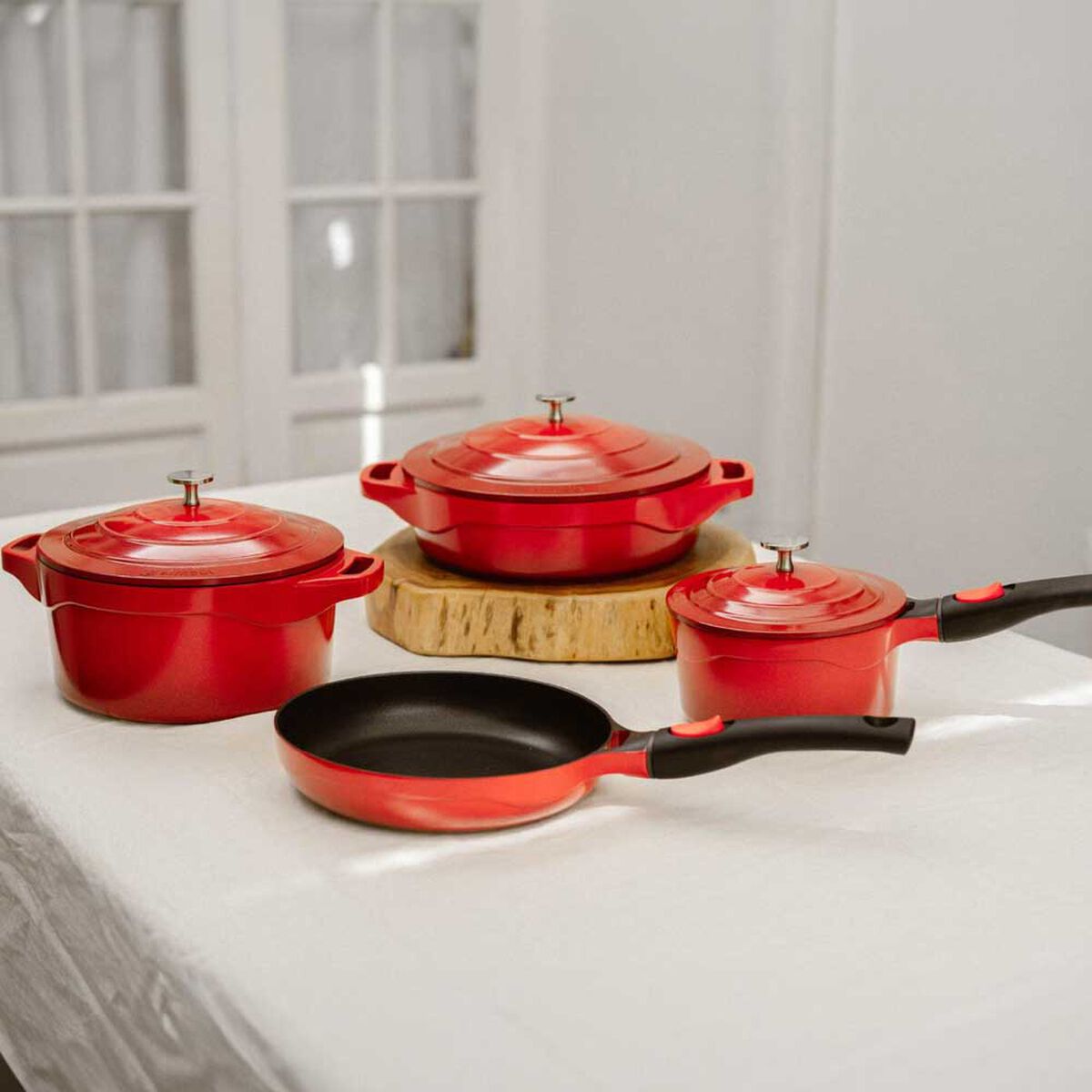 Bater&iacute;a de Cocina Aluminio Fundido Simplit Toulouse 7 Piezas Rojo