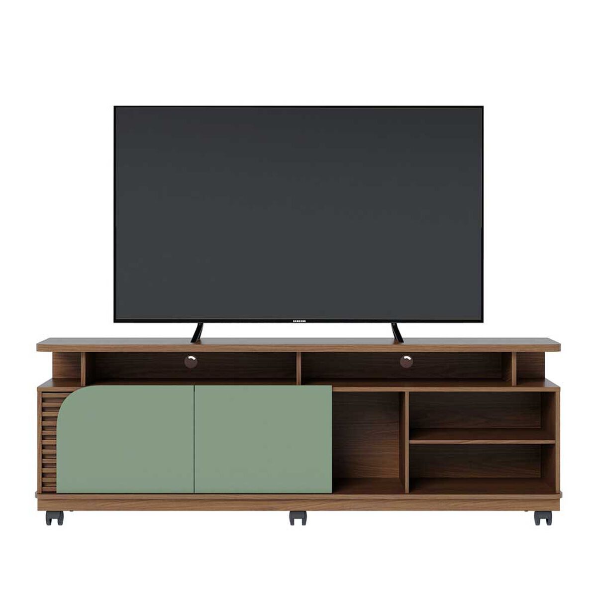 Rack TV Onessta Jurere Rack Hasta 75" Café y Verde