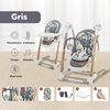 Silla de Comer y  Columpio Mecedor Lujoso Lubabycas Gris