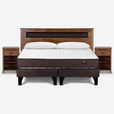Imagen 1 del producto Cama Europea Rosen Base Dividida King Ergo T+ Respaldo +2 Veladores Ferrera + 2 Almohadas Light