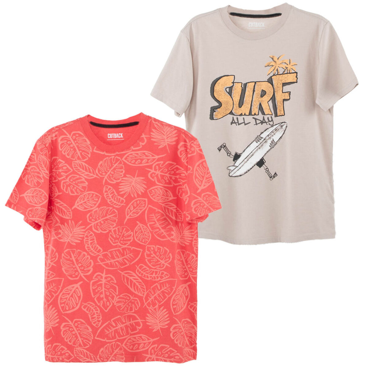 Pack 2 Polera Surf Manga Corta de Algodón Niño Cutback