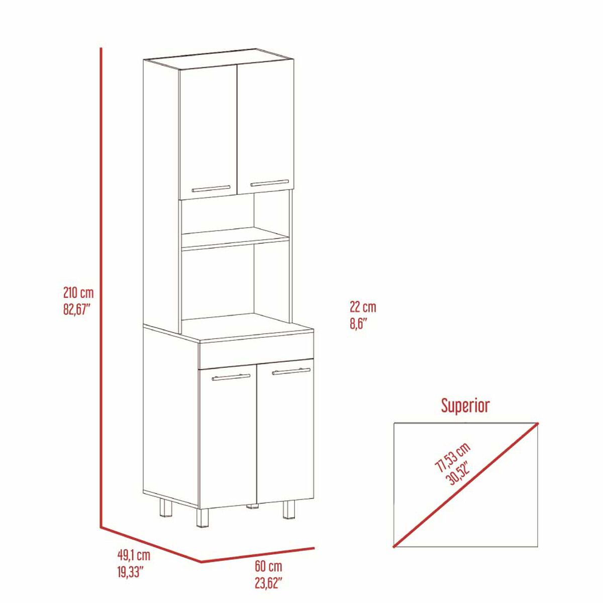 Mueble de Cocina TuHome Luna 4 Puertas Wengue Fresno Europeo