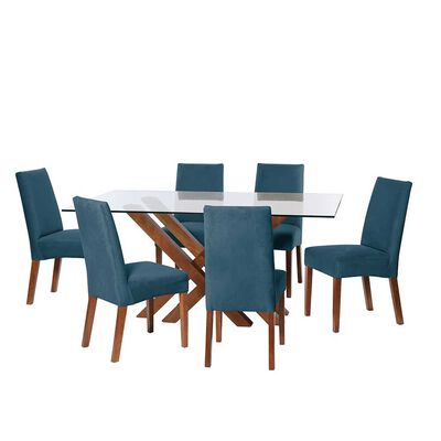 Imagen 1 del producto Juego de Comedor Latam Home Merida 6 Sillas Azul Petróleo