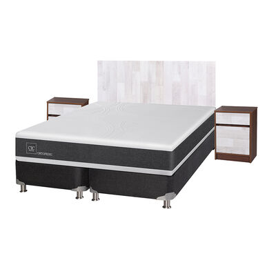 Imagen 2 del producto Box Spring CIC Base Dividida King Ortopedic + Respaldo + 2 Veladores