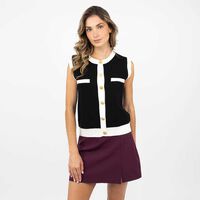 Sweater Botones Sin Mangas Mujer Zibel Negro