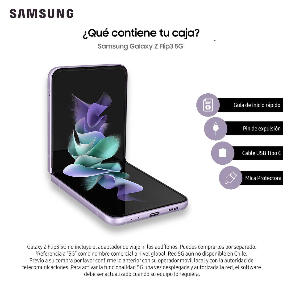 Celular Samsung Galaxy Z Flip3 5G 128GB Lavender