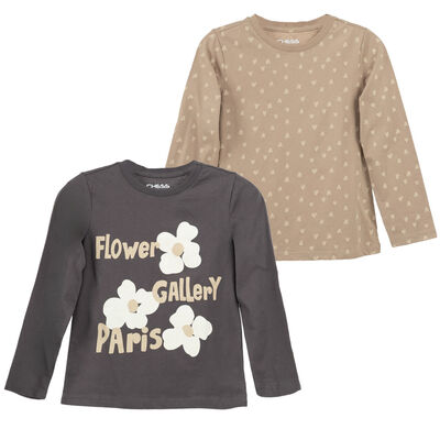 Imagen 1 del producto Pack 2 Polera Manga Larga Niña Chess Grafito, Rojo, Rosado