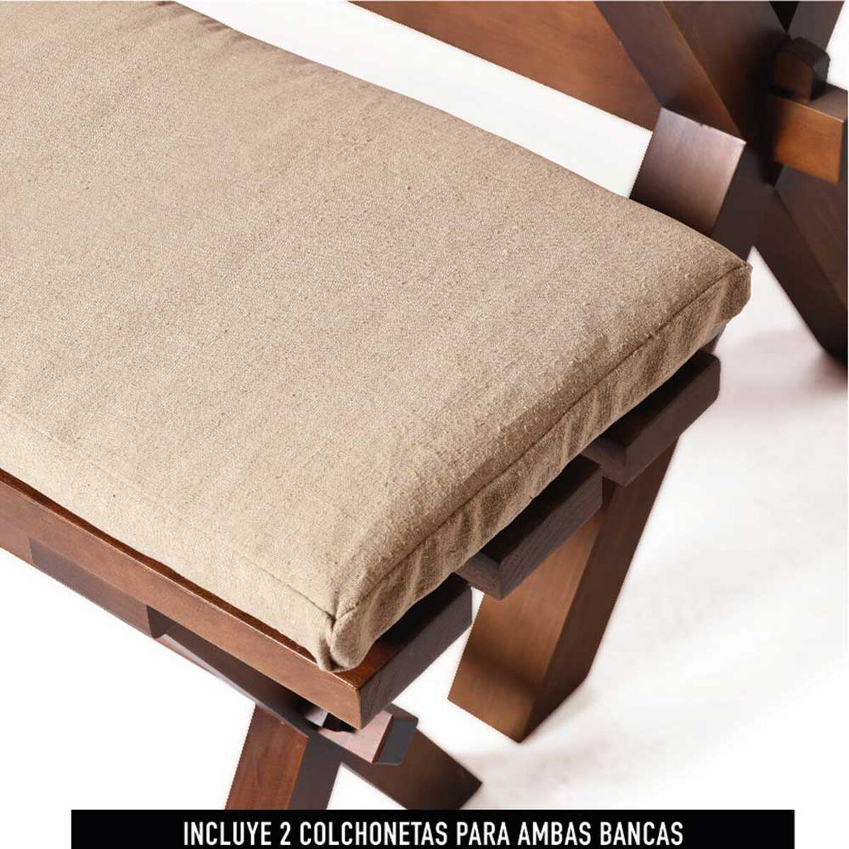 Juego de Comedor Latam Home Sevilla Tenerife 2 Sillas + 2 Bancas Lino Natural