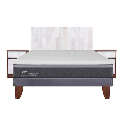 Imagen 1 del producto Cama Europea CIC 2 Plazas Ortopedic Advance + Respaldo + 2 Veladores