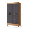 Combo Cl&oacute;set 4 Puertas 2 Cajones + C&oacute;moda 4 Cajones Vekkahome Mobi Gris