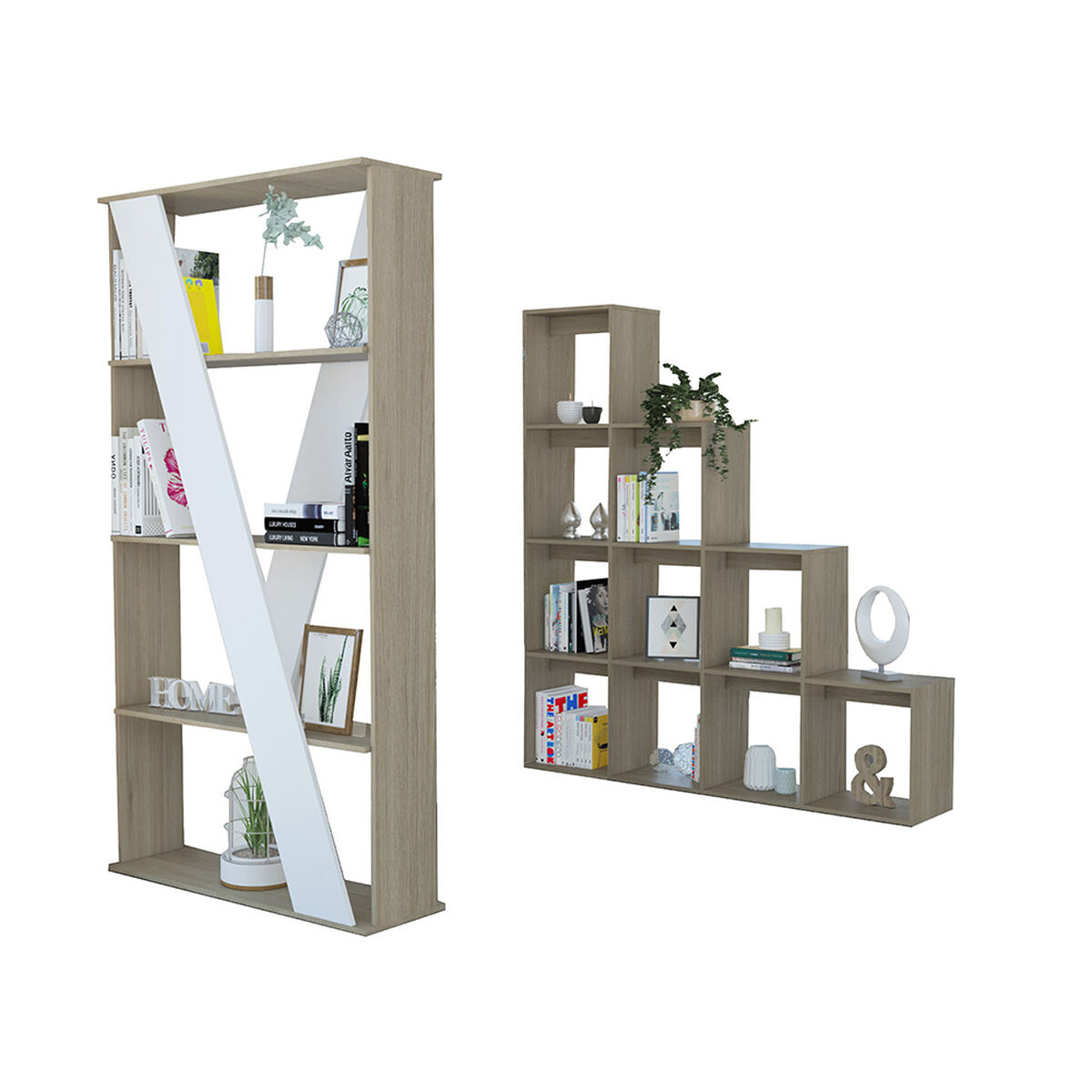 Combo Biblioteca Escalera + Separador de Ambientes TuHome Beijing