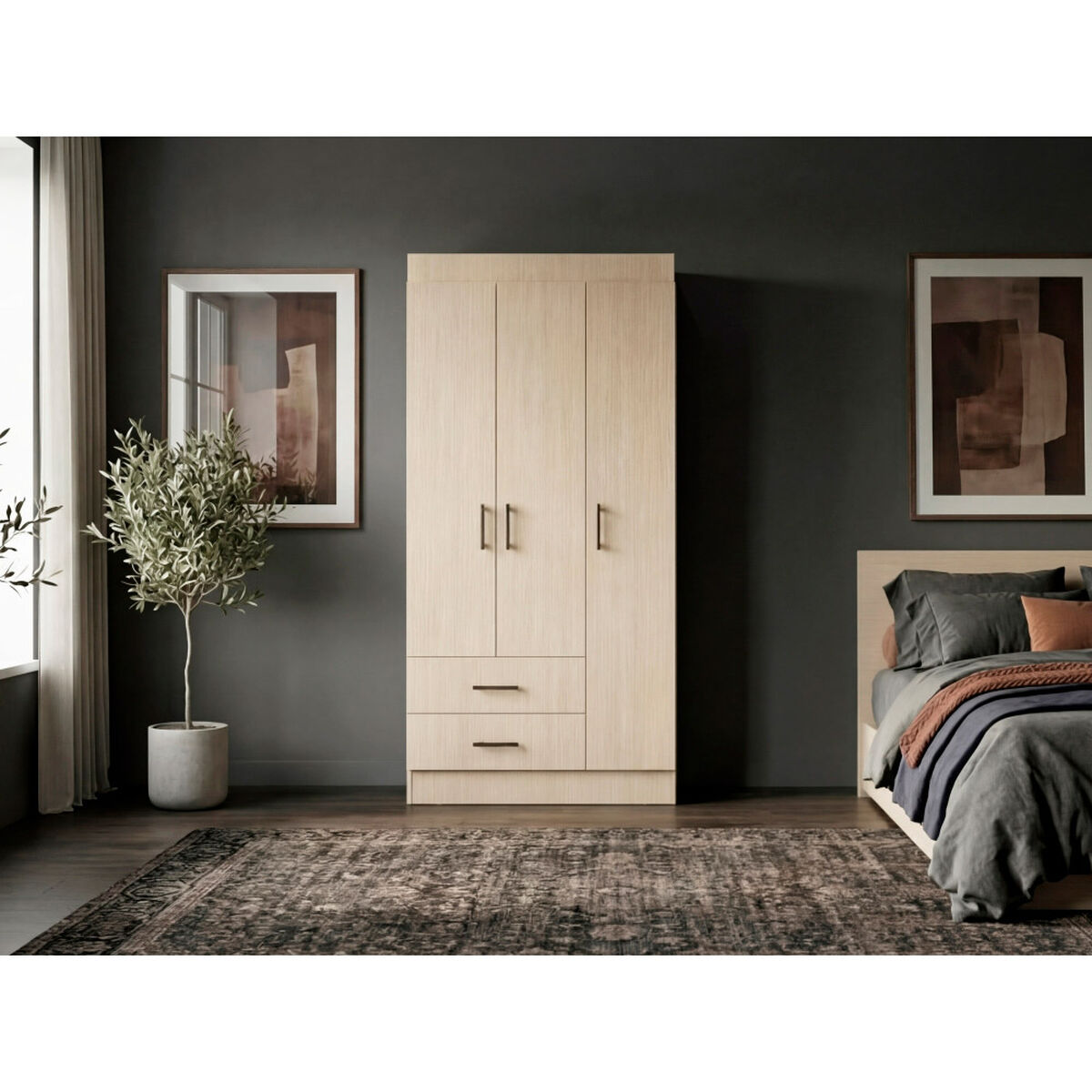 Closet Tuhome Houston 3 Puertas 2 Cajones Cartagena Wengue