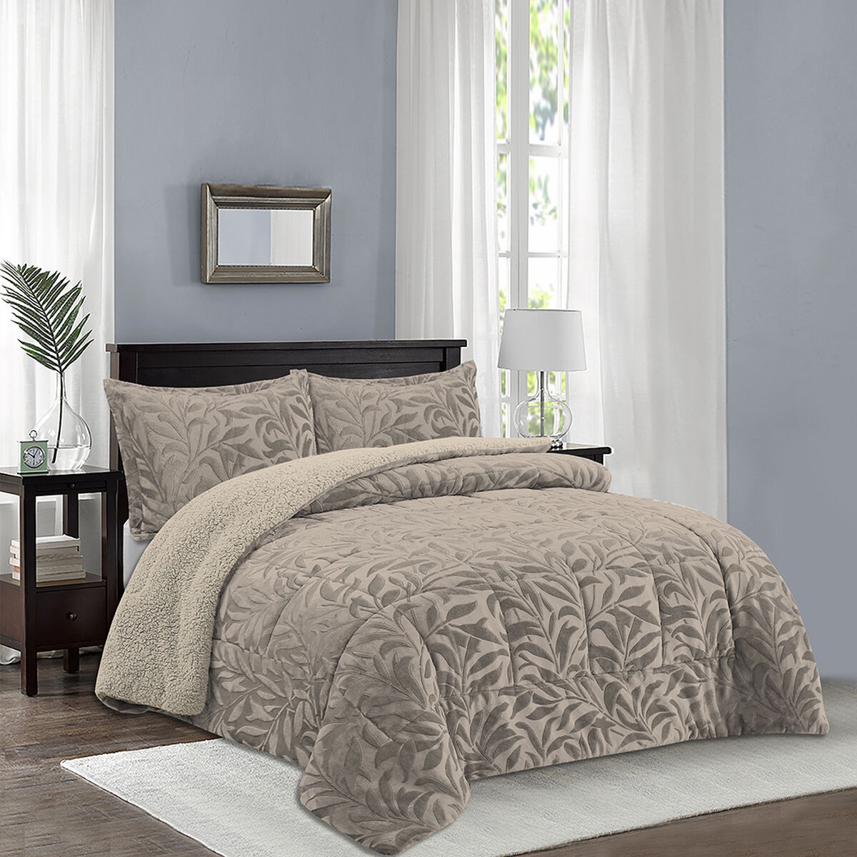 Cubrecama Doral Super King Beige Outboss Sherpa