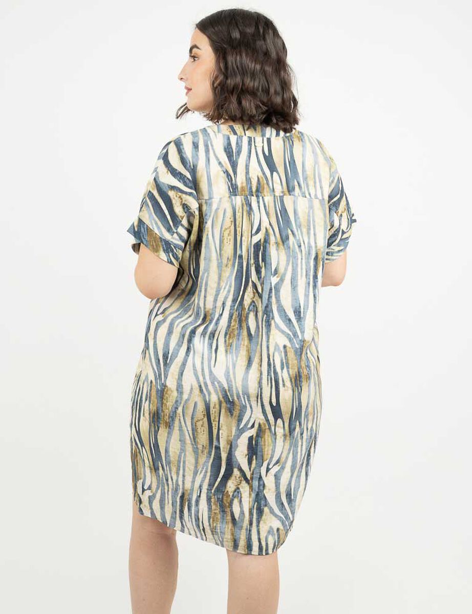 Vestido Corto Estampado Manga Corta Mujer Extralindas