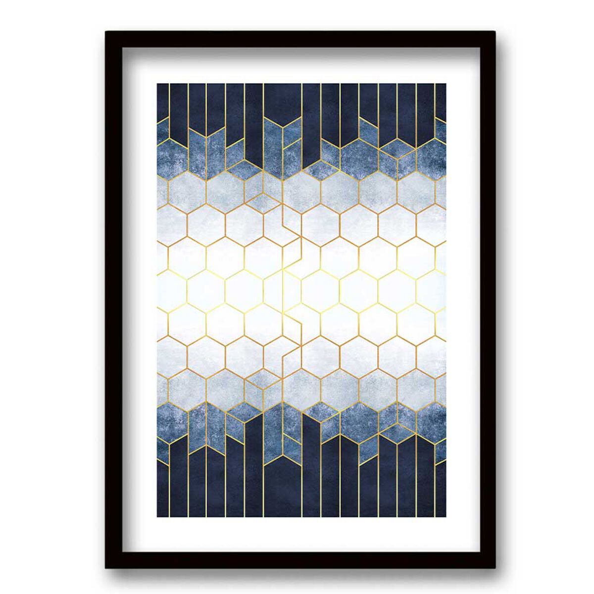 Cuadro Decorativo Retela Hexagonos Azul 40 x 30 cm