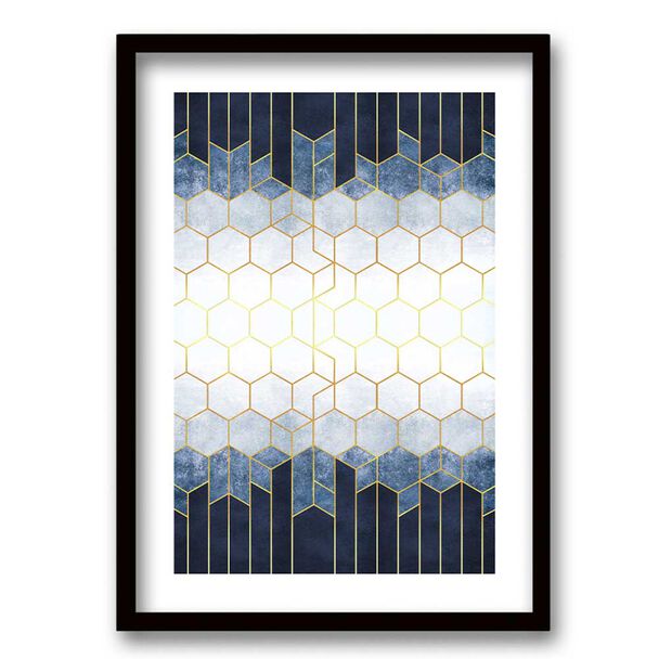 Cuadro Decorativo Retela Hexagonos Azul 40 x 30 cm