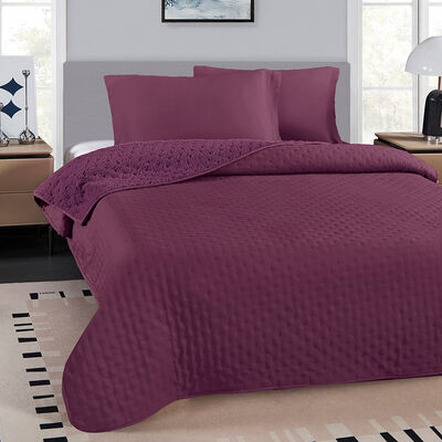 Quilt Illusions Sherpa Roma 2 Plazas Liso Burdeo